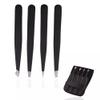 4-Piece Tweezers Set Stainless Steel with Slant Pointed Flat Angled Tips for Hair Removal and Grooming with Travel Case view 1