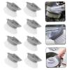 EXHUMKY 8Pcs Long Handle Cleaning Brush Heads Set Automatic Liquid Adding Kitchen Brush Replacement Heads Grey for Dishwashing Pot Cleaning and Bathroom Use view 4