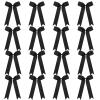 16 Pcs Long Tail Skinny Cheer Hair Bows Elastic Bands Handmade Grosgrain Ribbon Cheerleading Bows Collegiate Ponytail Holder For Girls Cheerleaders School College Sports (Long Black) view 1