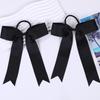 16 Pcs Long Tail Skinny Cheer Hair Bows Elastic Bands Handmade Grosgrain Ribbon Cheerleading Bows Collegiate Ponytail Holder For Girls Cheerleaders School College Sports (Long Black) view 4