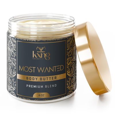 KXNG Cosmetics Shea Body Butter Cream  4oz | Organic Body Butter for Men & Women with Raw Shea, Cocoa, Mango & Coconut Oil | Moisturizing Cream for All Skin Types  Most Wanted