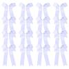 16 Pcs Long Tail Skinny Cheer Hair Bows Elastic Bands Handmade Grosgrain Ribbon Cheerleading Bows Collegiate Ponytail Holder For Girls Cheerleaders School College Sports (Long White) view 1