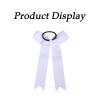 16 Pcs Long Tail Skinny Cheer Hair Bows Elastic Bands Handmade Grosgrain Ribbon Cheerleading Bows Collegiate Ponytail Holder For Girls Cheerleaders School College Sports (Long White) view 3