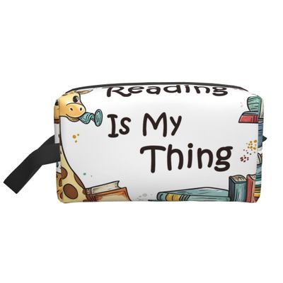 Travel Toiletry Bag for Women Men - Waterproof Cosmetic Toiletries for Girls Kids, Dopp Kit Shaving Makeup Pouch Wash Bags Accessories Organizer, Reading Is My Thing