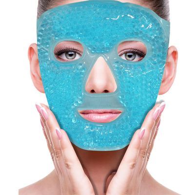 Cold Face Eye Mask Ice Pack Reduce Facial Puff, Dark Circles, Gel Beads Hot Heat Cold Compress Pack, Face SPA for Woman Sleeping, Pressure, Headaches (Blue)