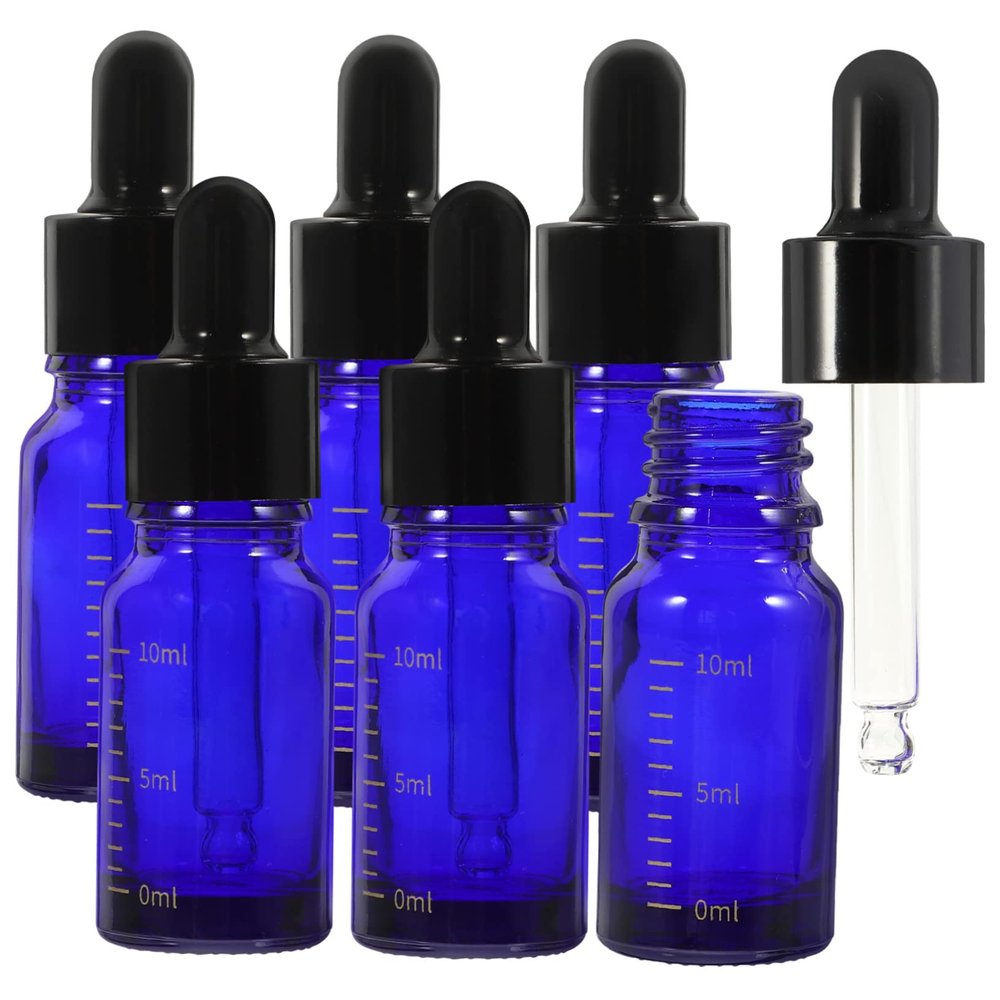 Glass Dropper Bottles for Essential Oils 6 Pack 10ml