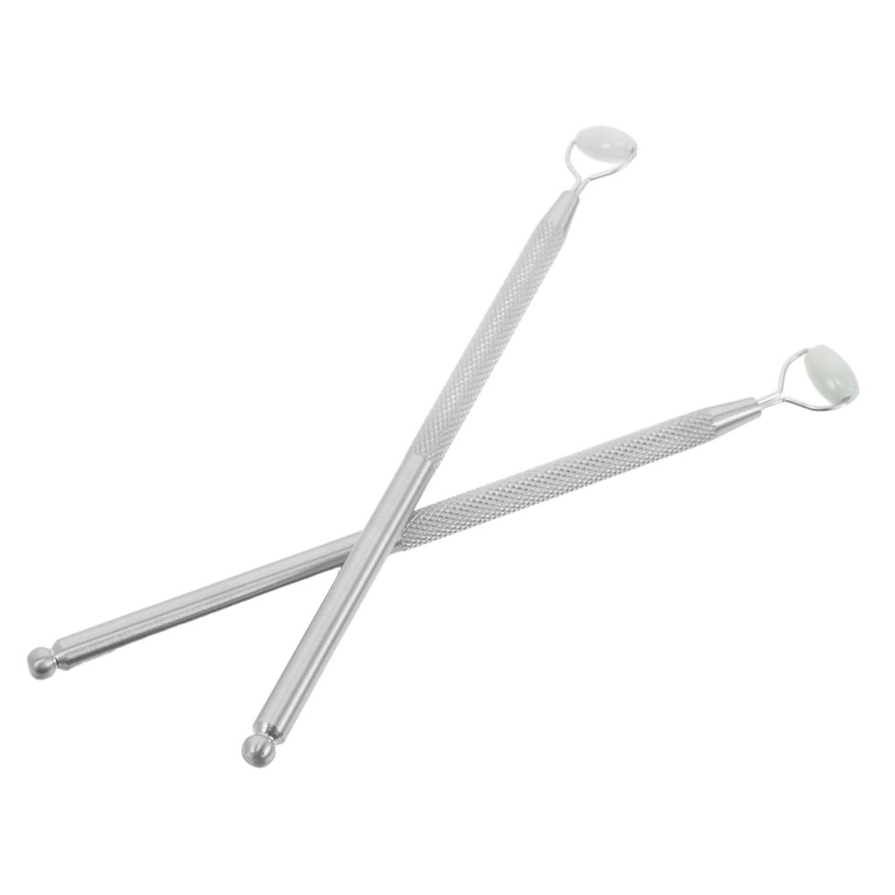 EPIGEIST 2pcs Jade Stone Facial Roller Eye Massager Tool Care for Wrinkles Nose Shaping Lifting Portable Beauty Stick for Men Women