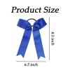 16 Pcs Long Tail Skinny Cheer Hair Bows Elastic Bands Handmade Grosgrain Ribbon Cheerleading Bows Collegiate Ponytail Holder For Girls Cheerleaders School College Sports (Long Blue) view 2