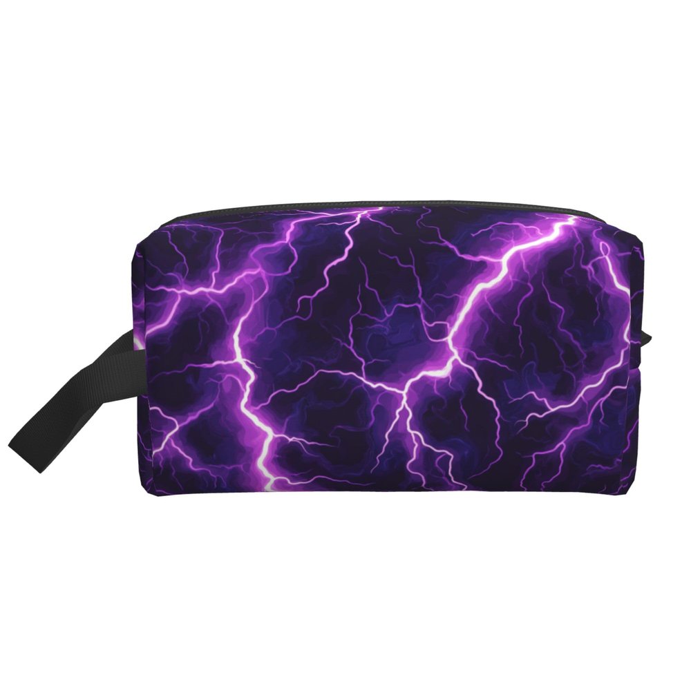 Travel Toiletry Bag for Women Men - Waterproof Cosmetic Toiletries for Girls Kids, Dopp Kit Shaving Makeup Pouch Wash Bags Accessories Organizer, Purple Lightning Pattern