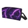 Travel Toiletry Bag for Women Men - Waterproof Cosmetic Toiletries for Girls Kids, Dopp Kit Shaving Makeup Pouch Wash Bags Accessories Organizer, Purple Lightning Pattern view 2