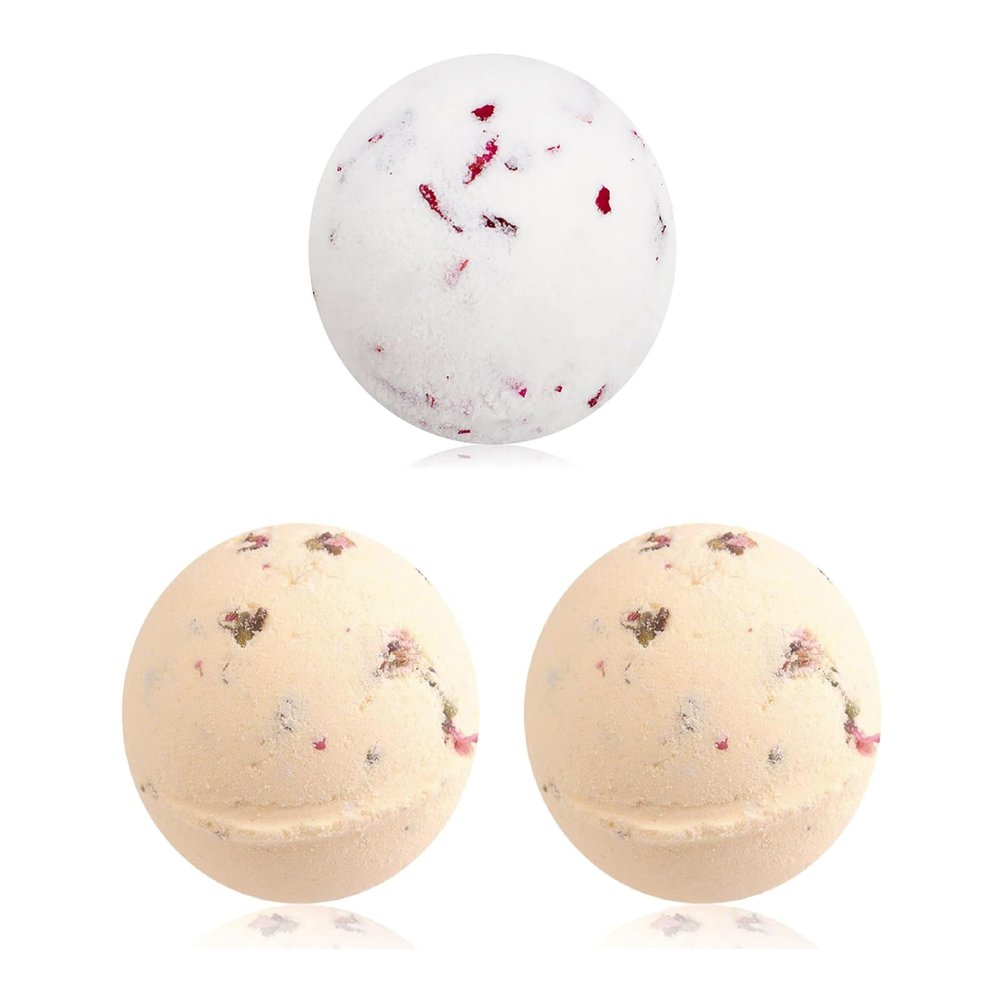 3 Pack Bath Bombs for Women Spa Gift Set with Rose Milk Lemon Essential Oils Sea Salt Moisturizing Relaxing Birthday Gift for Her Bubble Bath Skincare Relaxation Aromatherapy Gifts