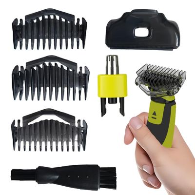 Adjustable Replacement Trimmer one Blade guards, Adjustable Guide Comb Guard, 1/3/5mm Guide Combs and Protective cap, Includes 1 Nose Trimmers, Be Compatible With Philips Norelco OneBlade Handles