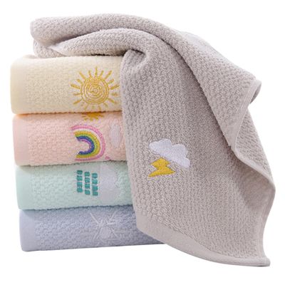 DEARMAMY 5pcs Cute Face Towel Absorbent Cotton Towels Soft Washcloths for Bath Travel Home