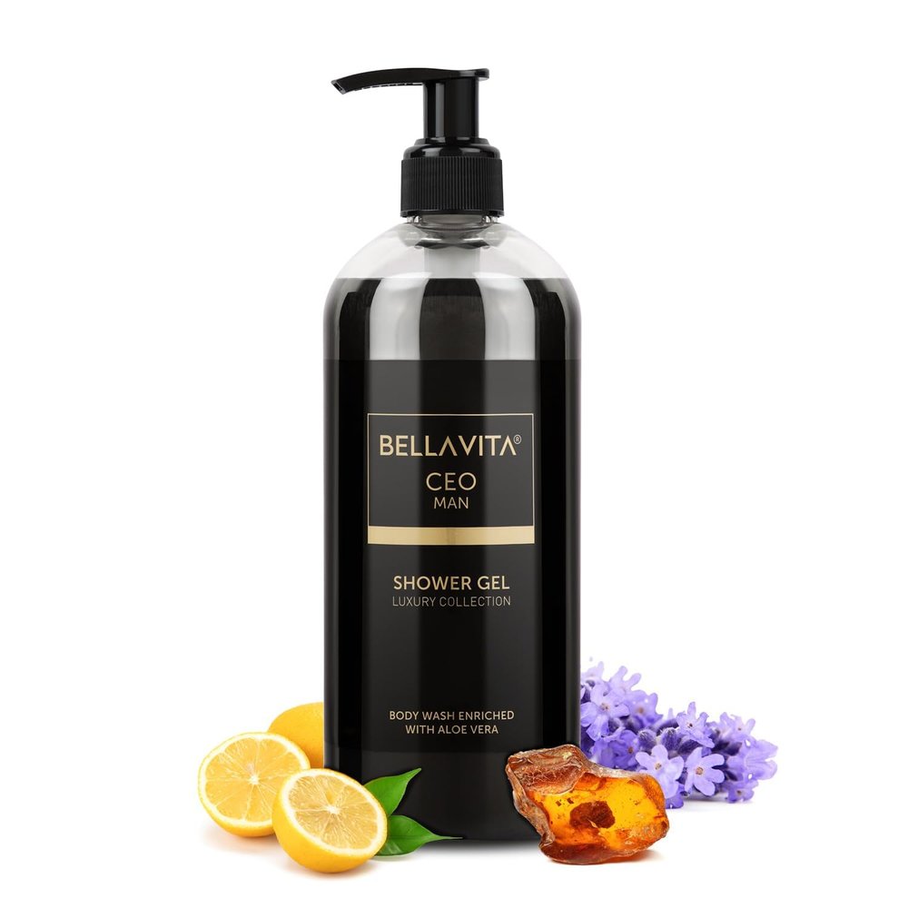 Bella & Vita Luxury CEO MAN Body Wash Shower Gel for Men |Men's Bodywash 500ml | Deep Cleansing, Hydrating, Moisturising with Aloe Vera Extract & Charcoal Powder| Suitable for All Skin Types