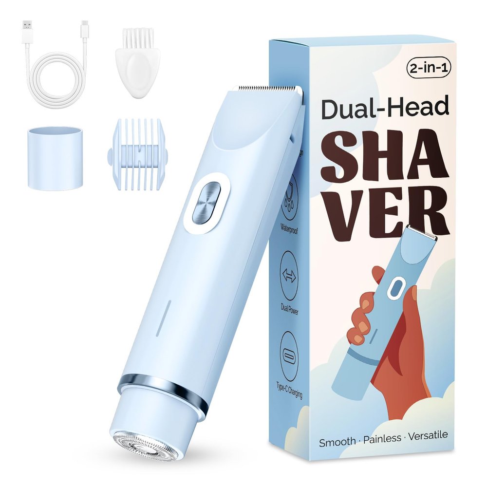 Mpotmiy 2-in-1 Electric Shaver for Men, Dual-Head Bikini Trimmer, Gift