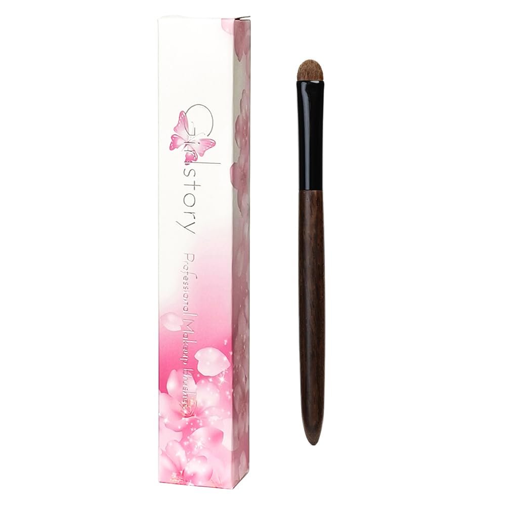 1pc Hand Crafted Makeup Brushes Soft Goat Horse Hair Synthetic Fiber Stippling Blush Eye Shadow Blending Cocnealer Brush Ebony Wood Handle Professional Make Up Brushes (R111)