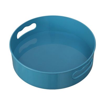 360-Degree Rotating Storage Tray, Desktop Organizer for Kitchen and Bathroom, Turquoise Blue (2)