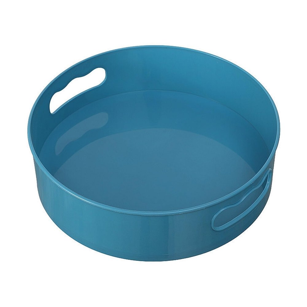 360-Degree Rotating Storage Tray, Desktop Organizer for Kitchen and Bathroom, Turquoise Blue (2)