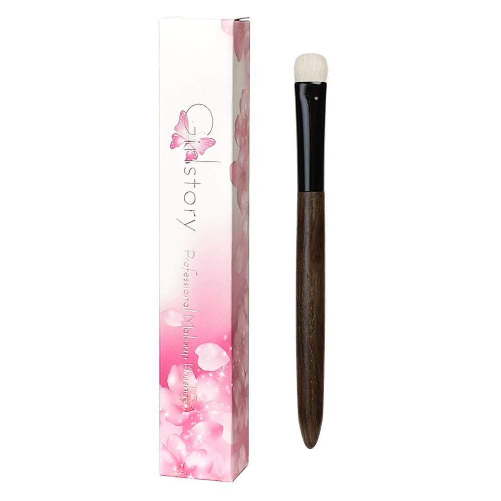 1pc Hand Crafted Makeup Brushes Soft Goat Horse Hair Synthetic Fiber Stippling Blush Eye Shadow Blending Cocnealer Brush Ebony Wood Handle Professional Make Up Brushes (R114)
