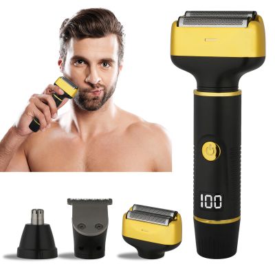 Beanify Electric Razor for Men & Women, 3-in-1 Cordless Rechargeable Foil Shaver with LED Display, Waterproof Wet & Dry Painless Body Razor for Face, Nose, and Ear Hair  Travel Friendly (Black)