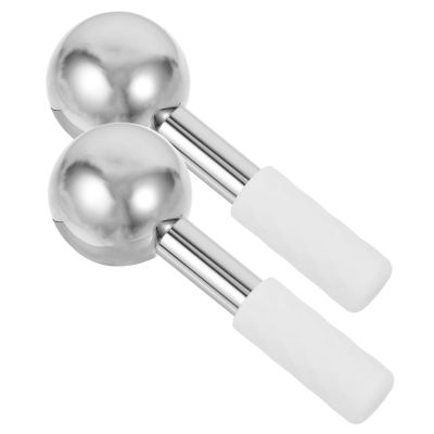 FOMIYES 2pcs Ice Globes for Facials Stainless Steel Cooling Rollers for Facial Massage Ergonomic Handle Reduce Puffiness Enhance Circulation for and Gifting