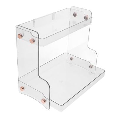 PRETYZOOM 2Tier Cosmetic Organizer Transparent Makeup Storage Holder for Bathroom Bedroom Space Saving Vanity Organizer Stylish Design for Tidy Storage