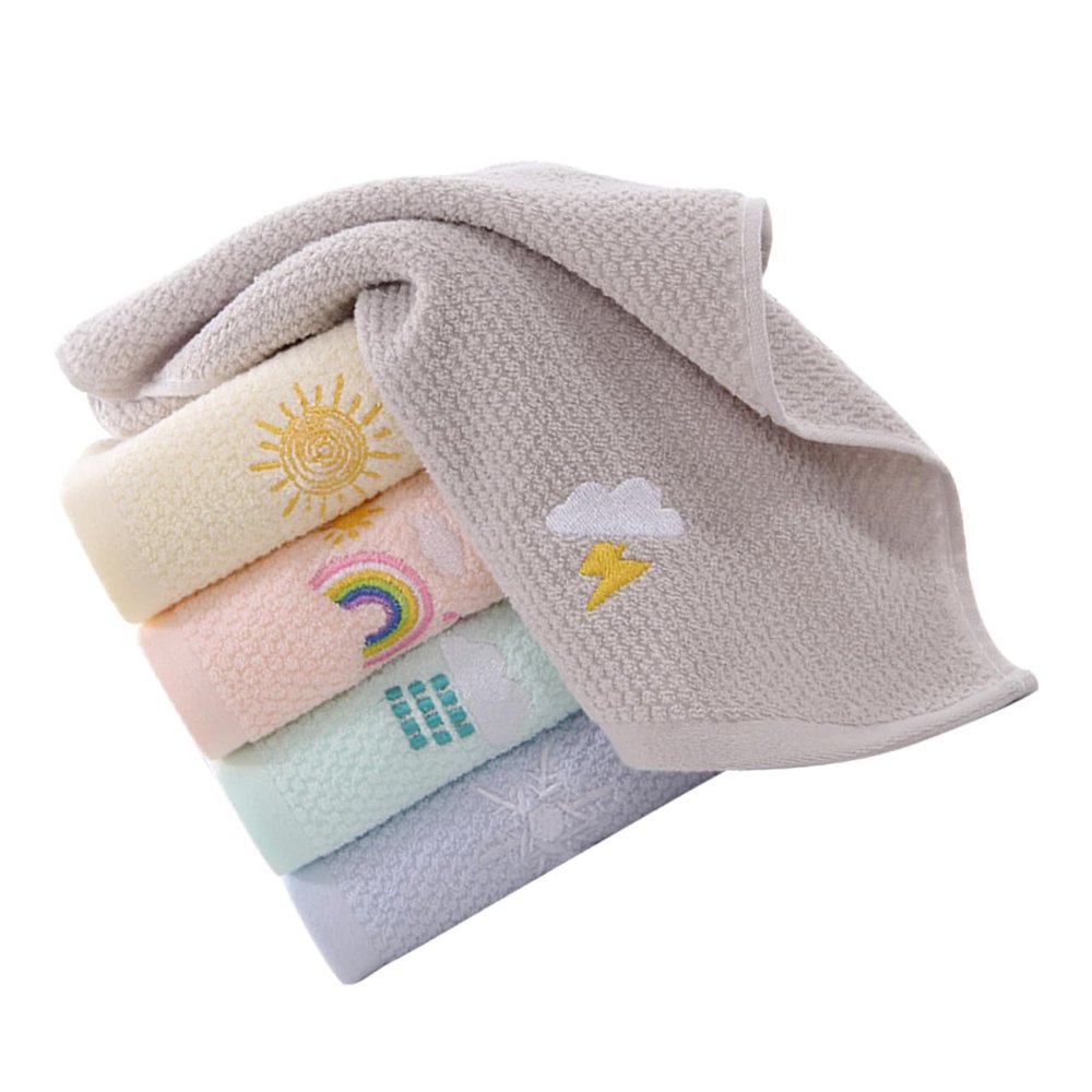 FOMIYES 5pcs Cotton Face Towels Boys and Girls Washcloths Absorbent Hand Towels Soft Cotton Material Great for Family Use Bath