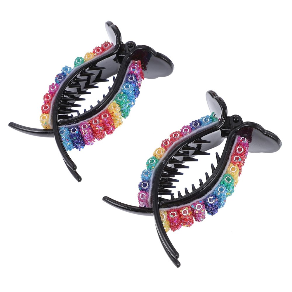 ASAKKURA 2PCS Large Non-slip Rhinestone Hair Clips for Women Retro Toothed Barrette Hairpin Strong Hold for Hair Types and Professional Styling