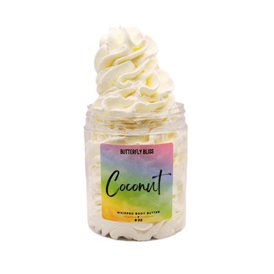 Coconut Whipped Body Butter  Tropical Beach Scented Moisturizer  Shea, Mango & Coconut Oil Cream  Vegan, Paraben-Free Skincare for Dry Skin  8 oz Jar