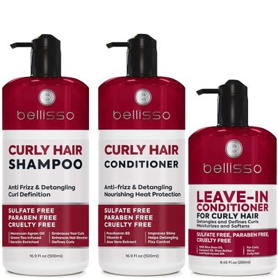 BELLISSO Curly Hair Shampoo and Conditioner Set and Leave-in Conditioner for Curly Hair