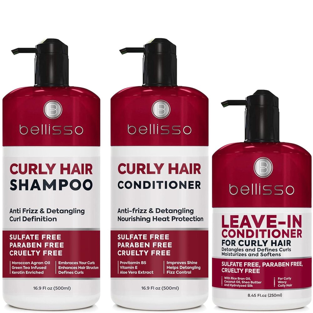 BELLISSO Curly Hair Shampoo and Conditioner Set and Leave-in Conditioner for Curly Hair
