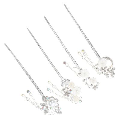 4pcs Antique Flower Tassel Hairpin Elegant Chinese Hair Accessories for Smooth Edges for Comfortable Wear for Special Occasions and Daily Use Vintage Design with Fine Workmanship
