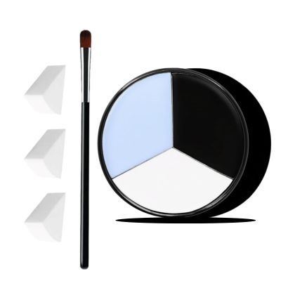 VPCRT6 White Black Blue Halloween Face Body Paint with 3PCS Sponge and 1PC Brush, for Baseball, Sports(Eye Black) & Halloween, Face Painting Kit for Skeleton Skull Makeup, Cosplay, SFX Costumes