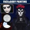 VPCRT6 White Black Blue Halloween Face Body Paint with 3PCS Sponge and 1PC Brush, for Baseball, Sports(Eye Black) & Halloween, Face Painting Kit for Skeleton Skull Makeup, Cosplay, SFX Costumes view 2