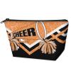 KFNHN Cheerleading Makeup Bag, Travel Cosmetic Bag for Women, Friends, Bridesmaid, Bride, Wedding, Graduation, Orange Glitters Black view 2