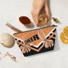 KFNHN Cheerleading Makeup Bag, Travel Cosmetic Bag for Women, Friends, Bridesmaid, Bride, Wedding, Graduation, Orange Glitters Black view 3