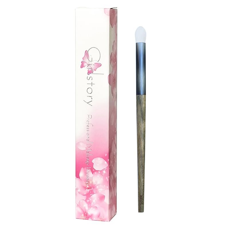 1pc Hand Crafted Makeup Brushes Soft Saibikoho Goat Hair Face Powder Blush Contour Eye Shadow Blending Brush Green Sandalwood Handle Professional Make Up Brushes (XR05)