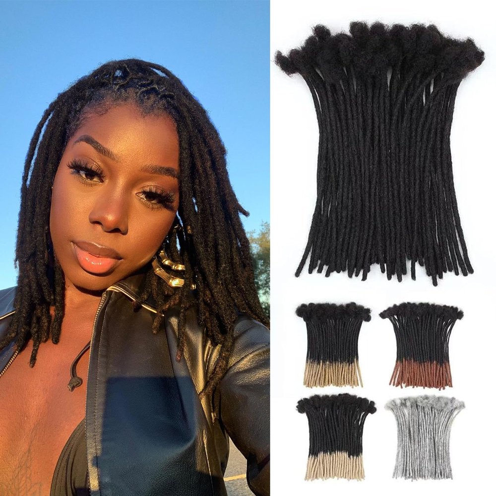 0.6cm Thickness 8 Inch 30 Strands 100% Real Human Hair Dreadlock Extensions for Man/Women Permanent Loc Extensions Bundles Can Be Dyed Bleached Curled and Twisted