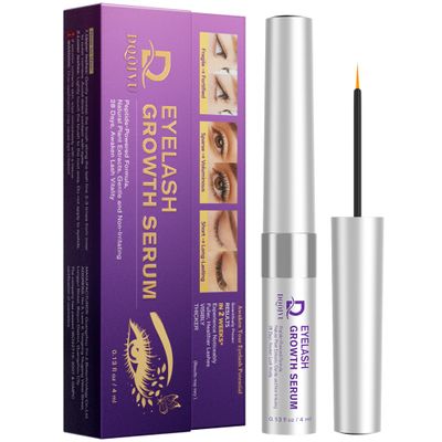 DQOJVU Eyelash Growth Serum for Longer Thicker Lashes, Natural Vegan Lash Enhancer, Safe for Sensitive Eyes, Gifts for Women Girlfriend, 4ml (0.13Fl Oz) Silver