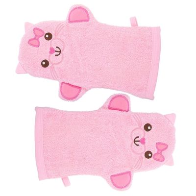 AUTSUPPL Animal Shaped Bath Mitts for Infants 2-Piece Set Large Cartoon Shower Gloves for Baby Bathing Soft and Gentle Washcloths for Boys and Girls