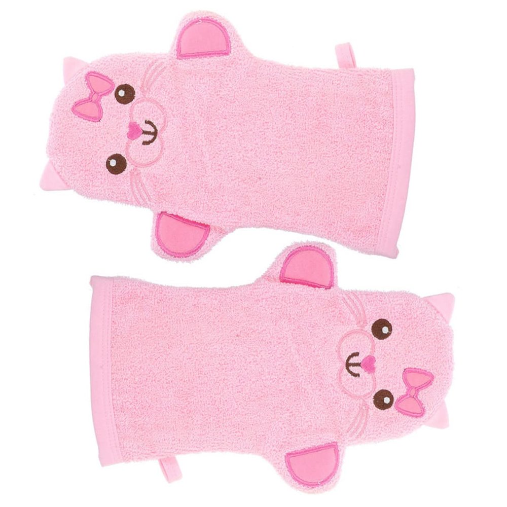 AUTSUPPL Animal Shaped Bath Mitts for Infants 2-Piece Set Large Cartoon Shower Gloves for Baby Bathing Soft and Gentle Washcloths for Boys and Girls