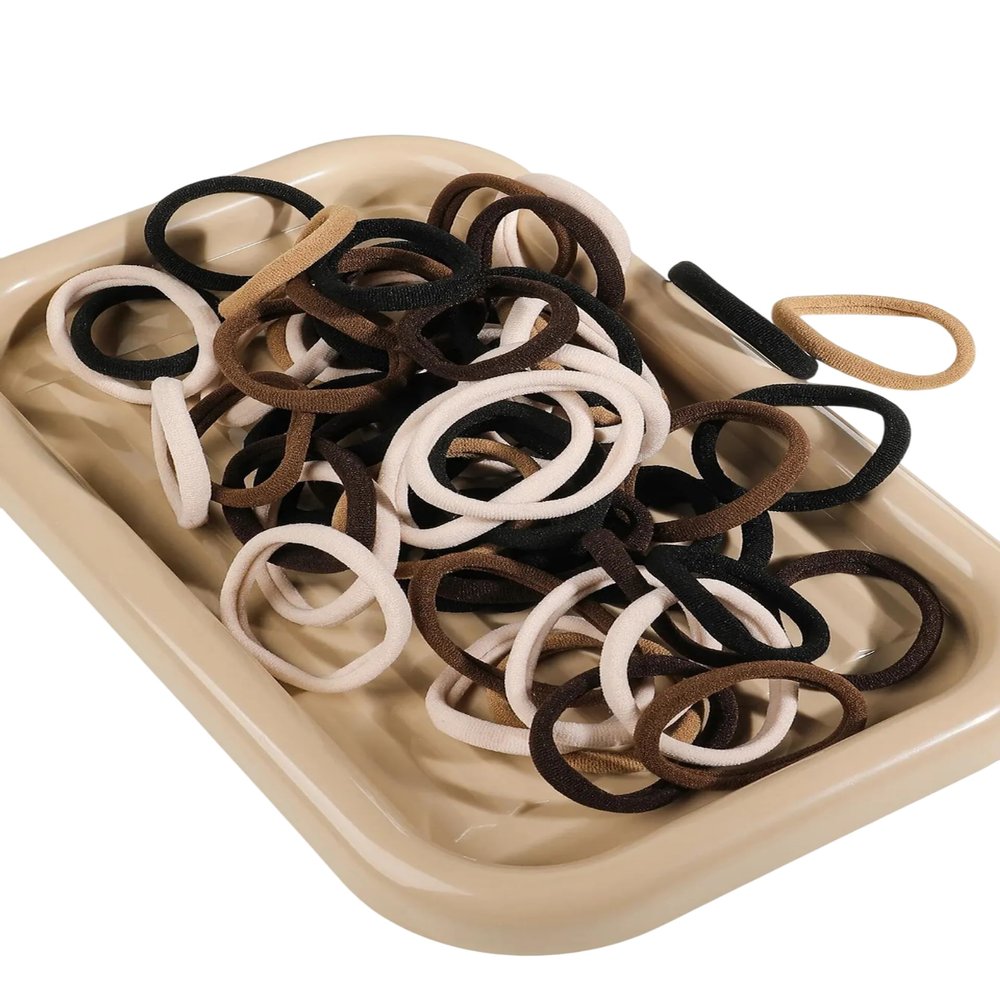 100PCS Seamless Black Hair Ties for Women, No Crease Elastic Ponytail Holders for Fine or Thick Hair, Soft Rubber Bands Bulk Pack (Multi)