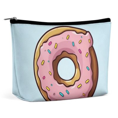 Rrtsmsgh Donut Makeup Bag for Women Portable Travel Toiletry Pouch, PU Leather Cosmetic Bag with Zipper