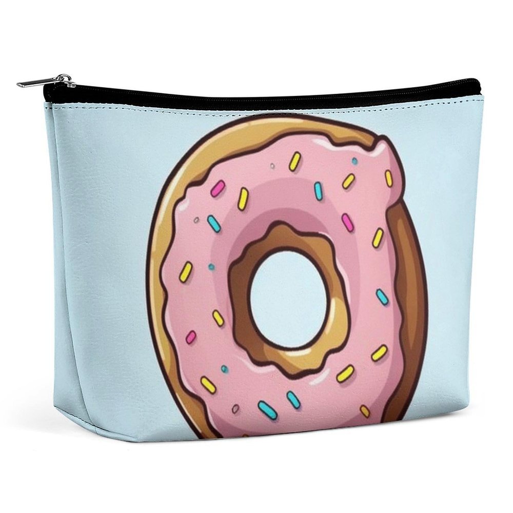 Rrtsmsgh Donut Makeup Bag for Women Portable Travel Toiletry Pouch, PU Leather Cosmetic Bag with Zipper
