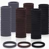 150 Pcs Seamless Elastic Hair Ties No Damage for Thick & Thin Hair, Ponytail Holders, Elastics, Soft Pony Tails Bands for Women, Gray & Brown & Black view 1
