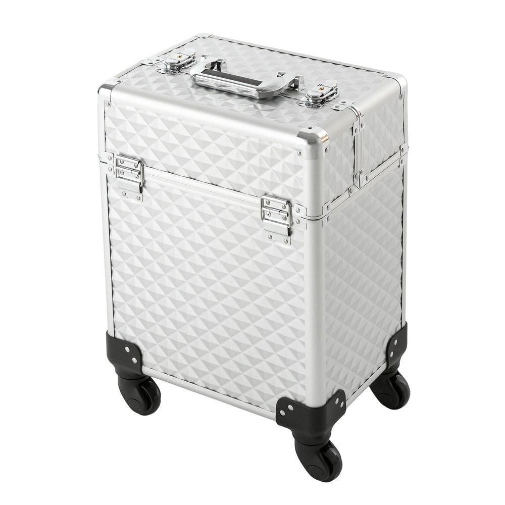 Pwefhsdjvh Professional Tattoo & Permanent Makeup Artist Case - Silver Aluminum Storage Organizer with Adjustable Dividers, Lockable Design for Tattoo Supplies/Cosmetic Tools