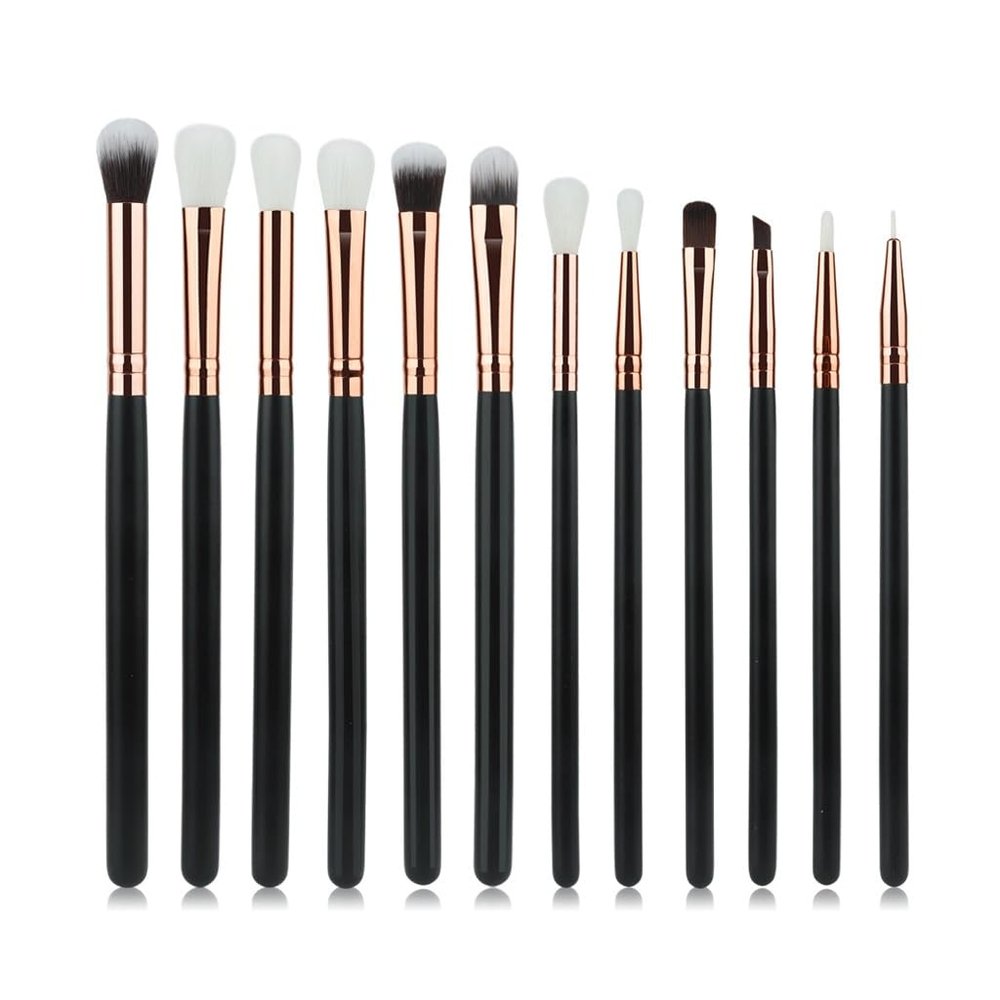 TEOYETTSF 12 pcs Brushes Eye, Lip, Eyebrow, Rose Gold Eye Makeup Brushes Multi functional Full Set Makeup Brushes(D)