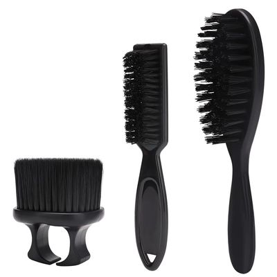 Beard & Hair Styling Kit - Professional Barber Grade Soft Bristle Brush & Duster with Portable Handle for Men's Grooming, Cleaning, Fade - Salon & Home Use
