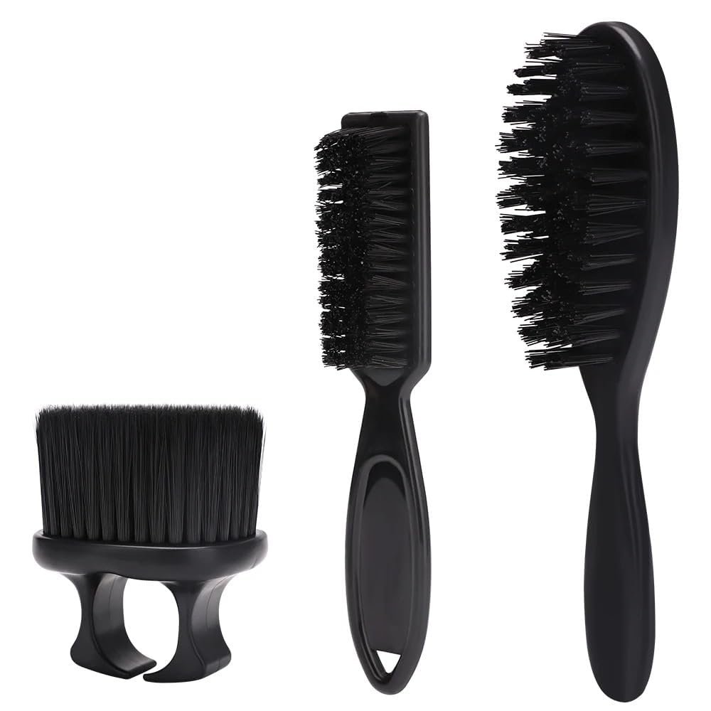 Beard & Hair Styling Kit - Professional Barber Grade Soft Bristle Brush & Duster with Portable Handle for Men's Grooming, Cleaning, Fade - Salon & Home Use