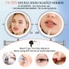 30X/1X Wall Mounted Lighted Makeup Mirror, 10'' Double Sided 4500mAh Rechargeable Magnifying Bathroom Mirror with Light, 3 Color Modes Touch Dimmable Extended Arm 360 Rotation with Adapter,Chrome view 3